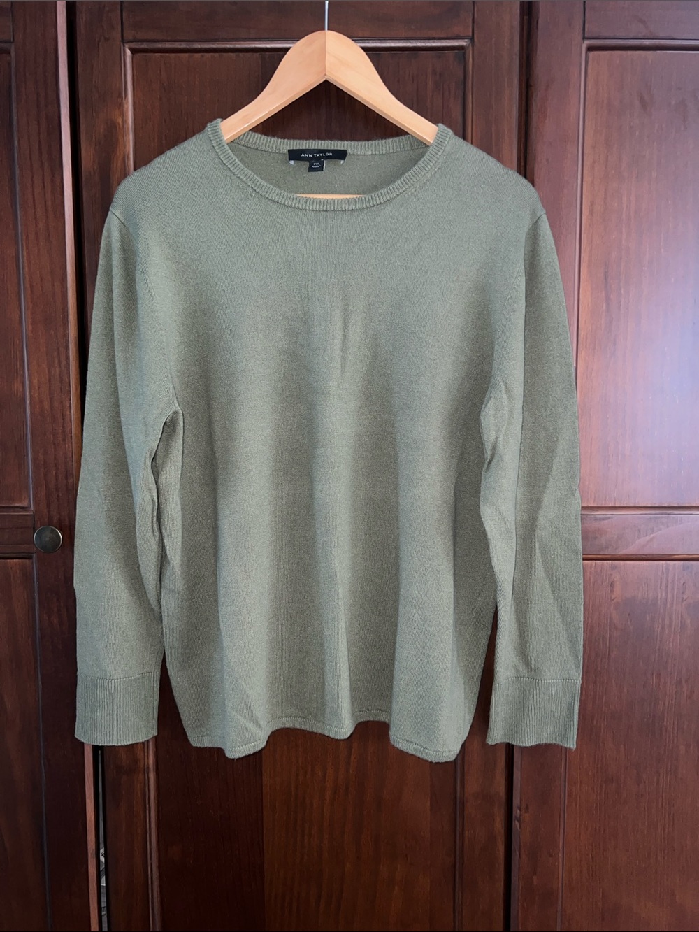 Ann Taylor Olive Green Crewneck Pullover Sweater Knit Top XXL